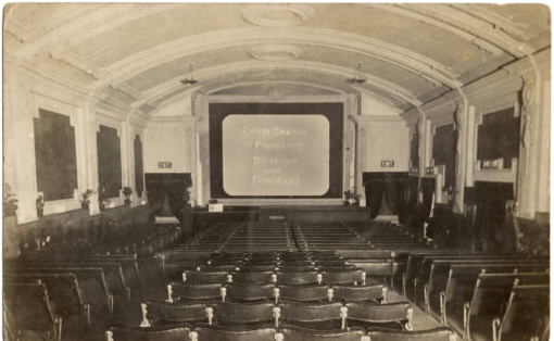 Postcard of the Electric Palace auditorium showing the ‘silent screen’ in 1912.