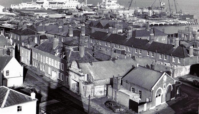 The Palace as it was in the early 1970s, seen from the top of nearby St Nicholas Church. Photo G. Miller